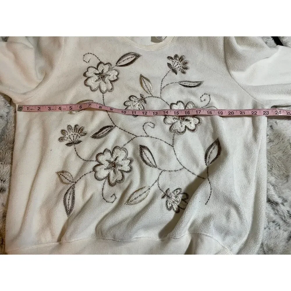 Vintage Alfred Dunner Floral print cream and gold novelty sweater size large